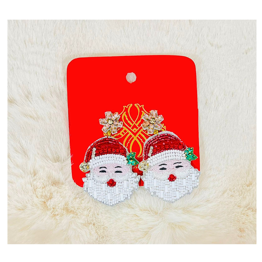 2 Christmas Santa Head Earrings