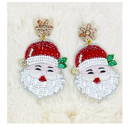 2 Christmas Santa Head Earrings